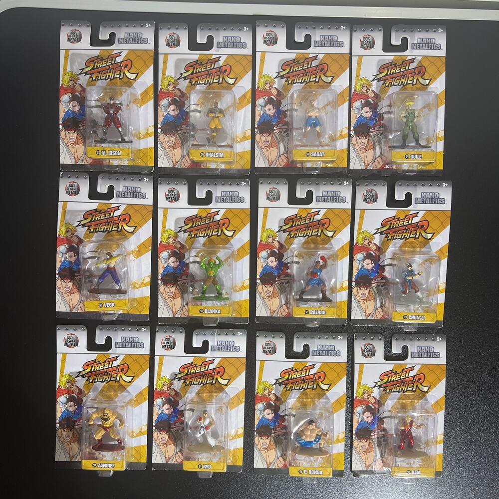 Jada Nano Metalfigs Street Fighter Complete Set of 12 Die-Cast Figures New